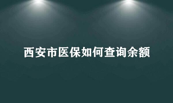 西安市医保如何查询余额