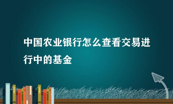 中国农业银行怎么查看交易进行中的基金