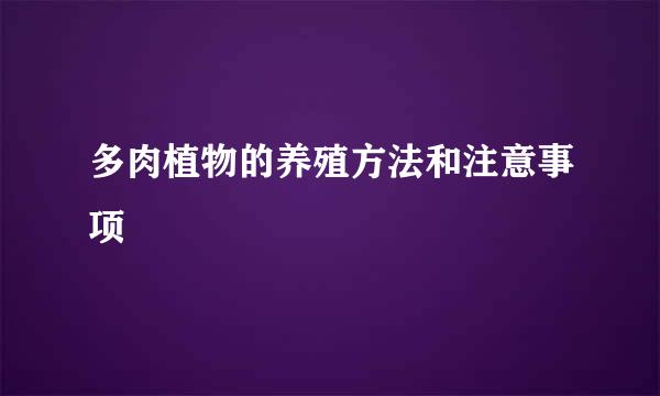 多肉植物的养殖方法和注意事项