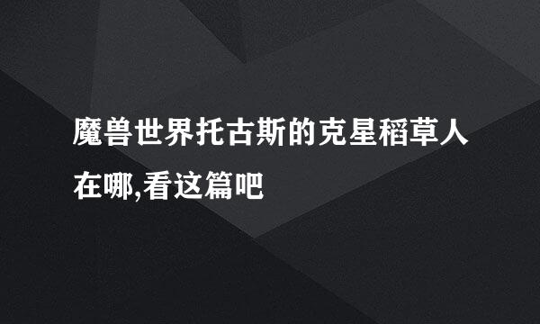魔兽世界托古斯的克星稻草人在哪,看这篇吧