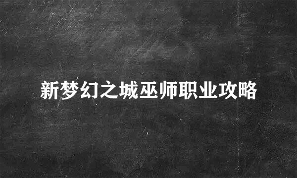 新梦幻之城巫师职业攻略