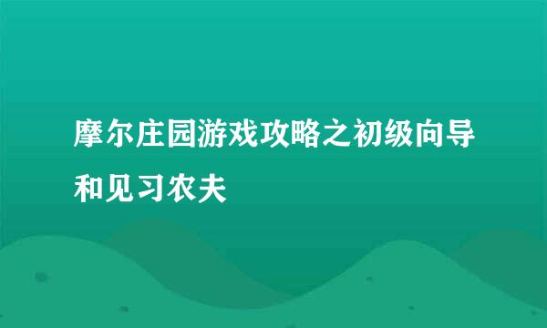 摩尔庄园游戏攻略之初级向导和见习农夫