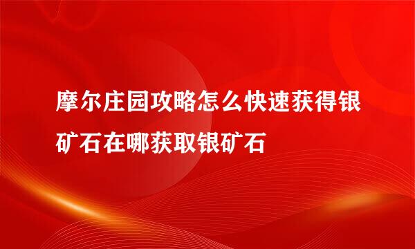 摩尔庄园攻略怎么快速获得银矿石在哪获取银矿石
