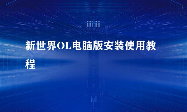 新世界OL电脑版安装使用教程