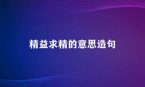 精益求精的意思造句