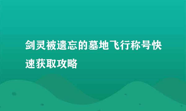 剑灵被遗忘的墓地飞行称号快速获取攻略