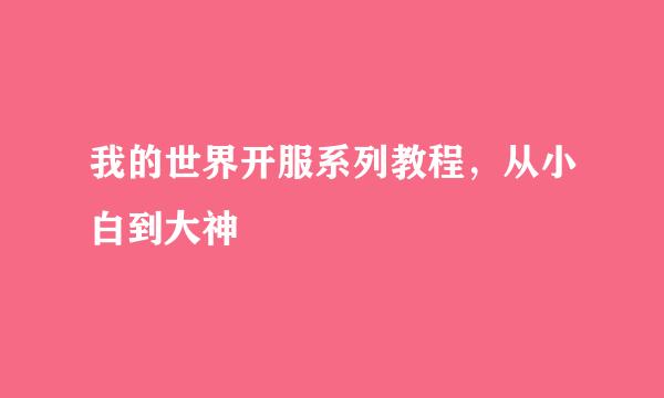 我的世界开服系列教程，从小白到大神