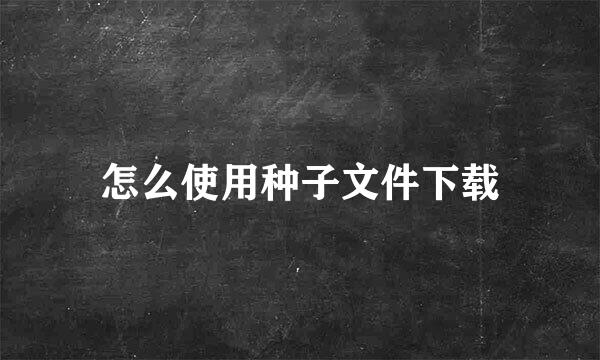 怎么使用种子文件下载