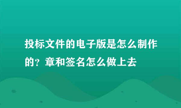 投标文件的电子版是怎么制作的？章和签名怎么做上去