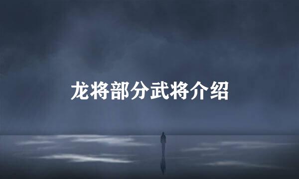 龙将部分武将介绍