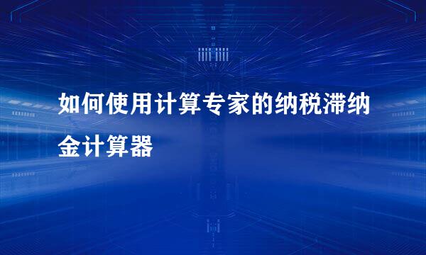 如何使用计算专家的纳税滞纳金计算器