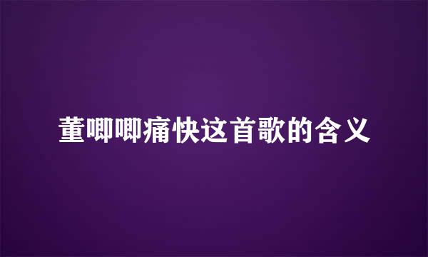 董唧唧痛快这首歌的含义
