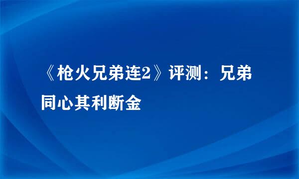 《枪火兄弟连2》评测：兄弟同心其利断金