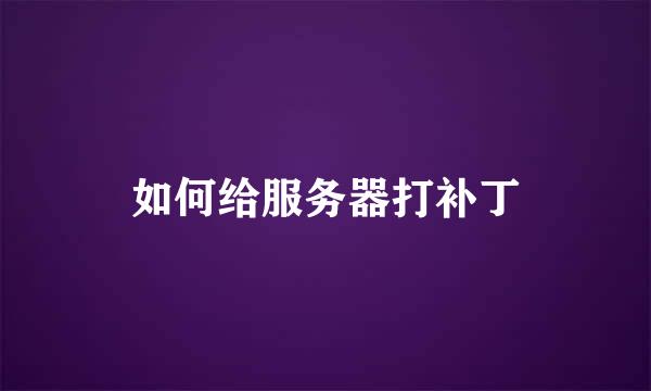 如何给服务器打补丁