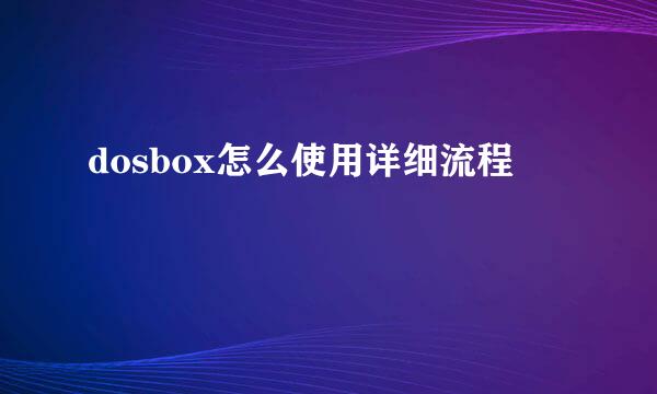 dosbox怎么使用详细流程