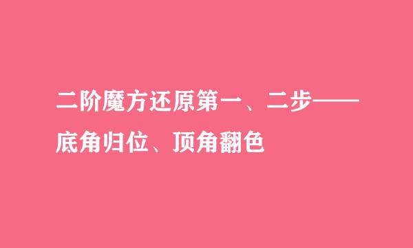 二阶魔方还原第一、二步——底角归位、顶角翻色