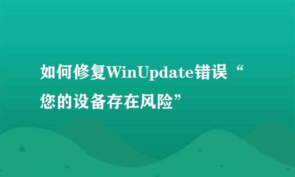 如何修复WinUpdate错误“您的设备存在风险”