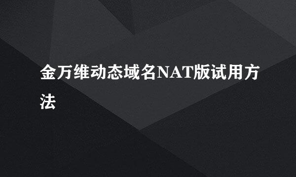 金万维动态域名NAT版试用方法
