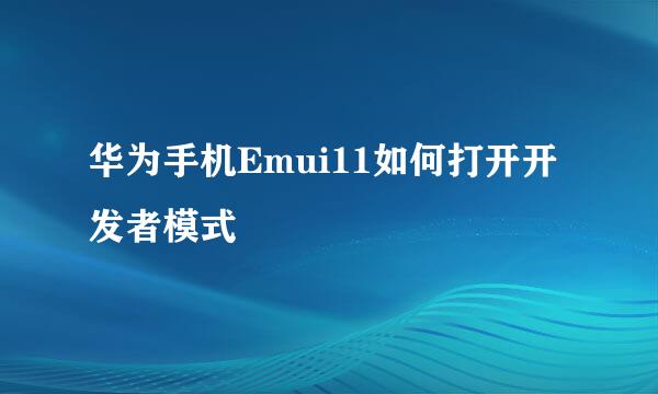 华为手机Emui11如何打开开发者模式