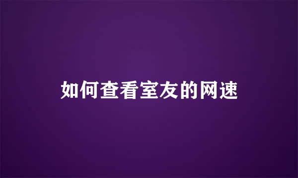 如何查看室友的网速