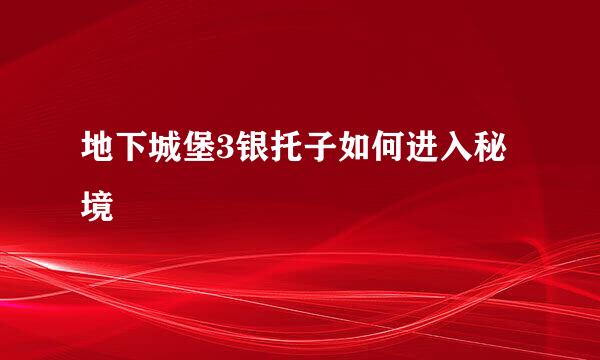 地下城堡3银托子如何进入秘境