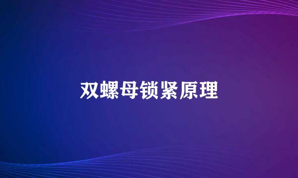 双螺母锁紧原理