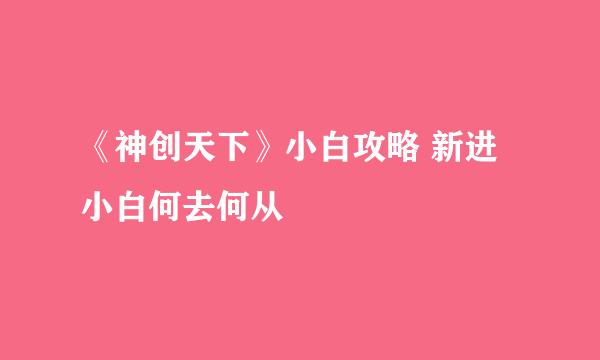 《神创天下》小白攻略 新进小白何去何从