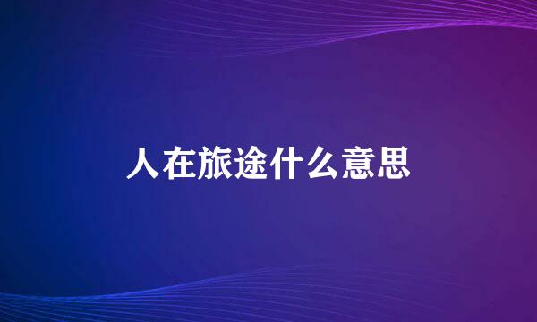 人在旅途什么意思