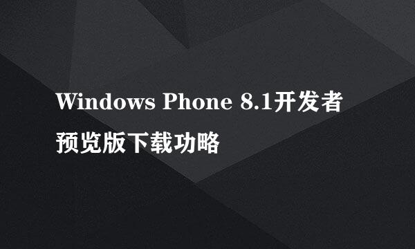 Windows Phone 8.1开发者预览版下载功略