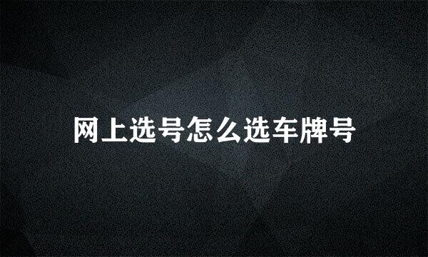 网上选号怎么选车牌号