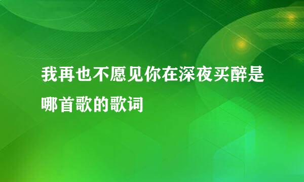 我再也不愿见你在深夜买醉是哪首歌的歌词