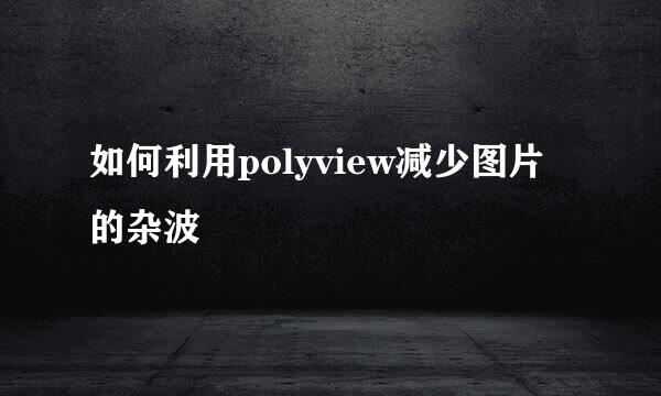 如何利用polyview减少图片的杂波