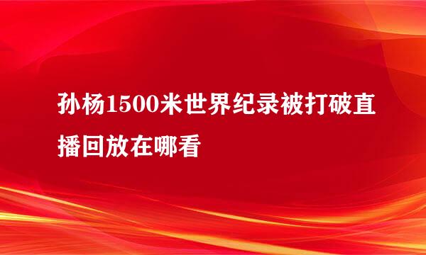 孙杨1500米世界纪录被打破直播回放在哪看