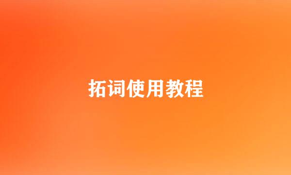 拓词使用教程