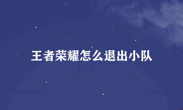 王者荣耀怎么退出小队