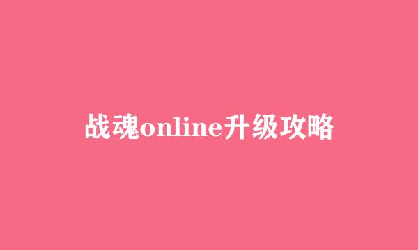 战魂online升级攻略