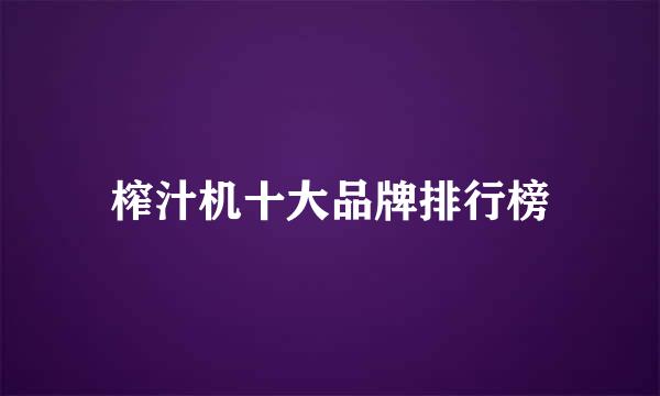 榨汁机十大品牌排行榜