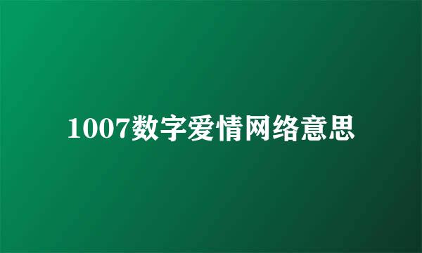 1007数字爱情网络意思
