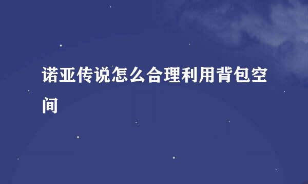 诺亚传说怎么合理利用背包空间
