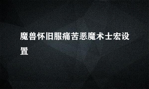 魔兽怀旧服痛苦恶魔术士宏设置