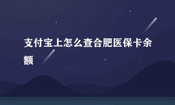 支付宝上怎么查合肥医保卡余额
