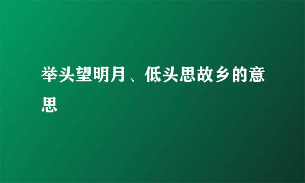 举头望明月、低头思故乡的意思