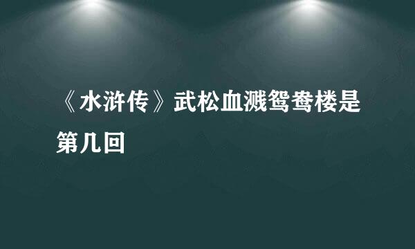 《水浒传》武松血溅鸳鸯楼是第几回