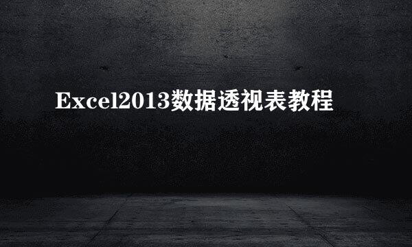 Excel2013数据透视表教程