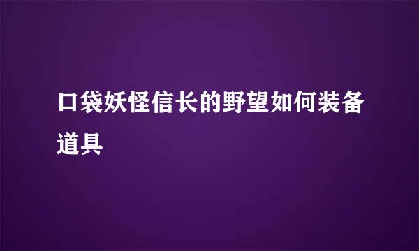 口袋妖怪信长的野望如何装备道具