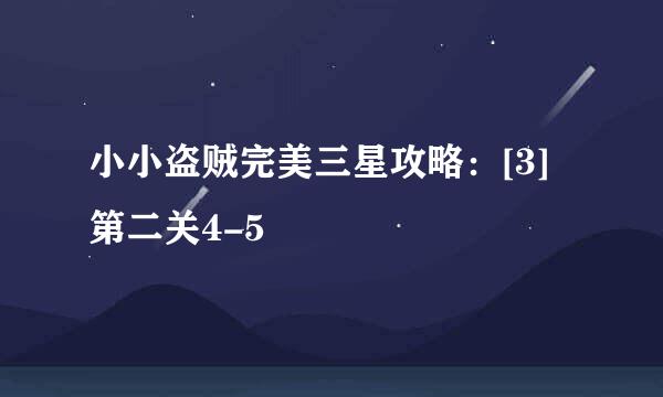 小小盗贼完美三星攻略：[3]第二关4-5