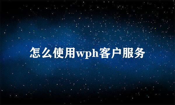 怎么使用wph客户服务
