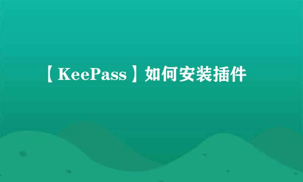 【KeePass】如何安装插件