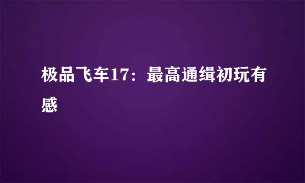 极品飞车17：最高通缉初玩有感