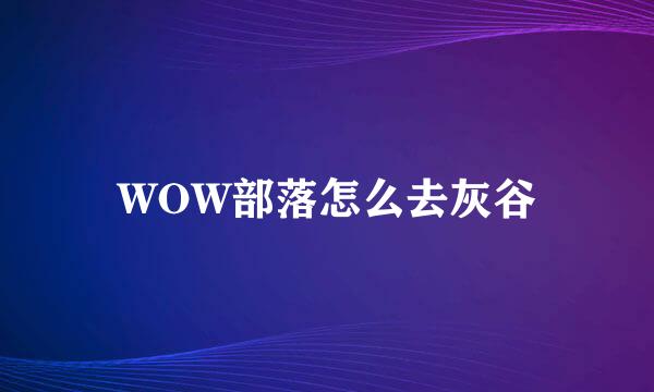 WOW部落怎么去灰谷